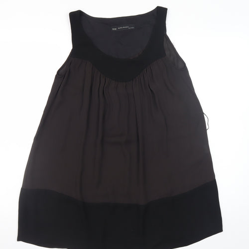 Zara Basic Women Black S Shift Sleeveless Knee Length Dress