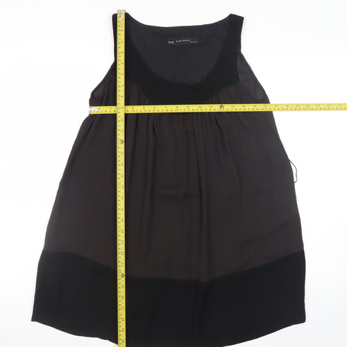 Zara Basic Women Black S Shift Sleeveless Knee Length Dress
