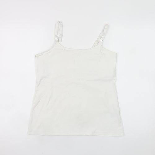 H&M Women White Cotton Elastane Camisole Tank Top UK M
