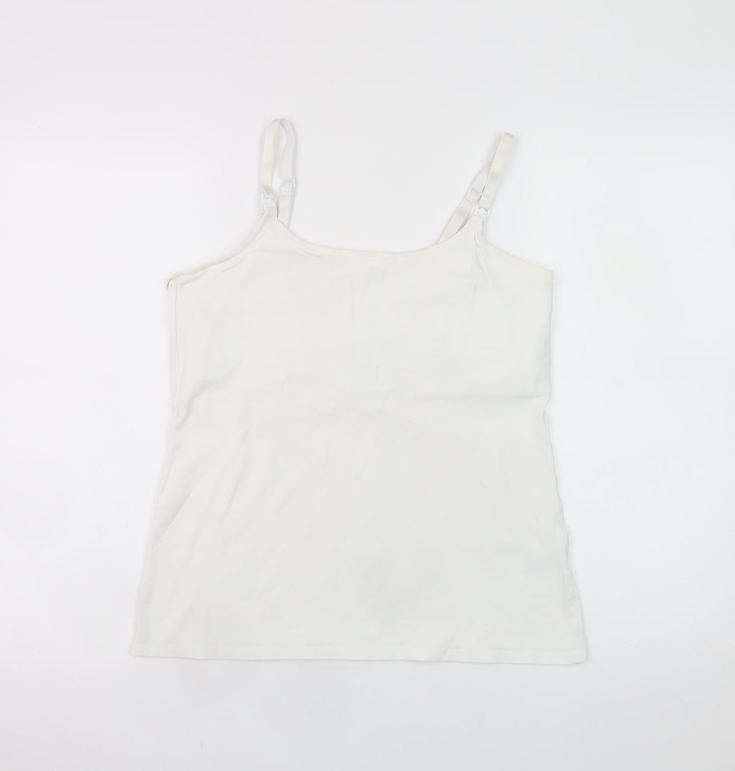 H&M Women White Cotton Elastane Camisole Tank Top UK M