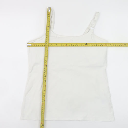 H&M Women White Cotton Elastane Camisole Tank Top UK M