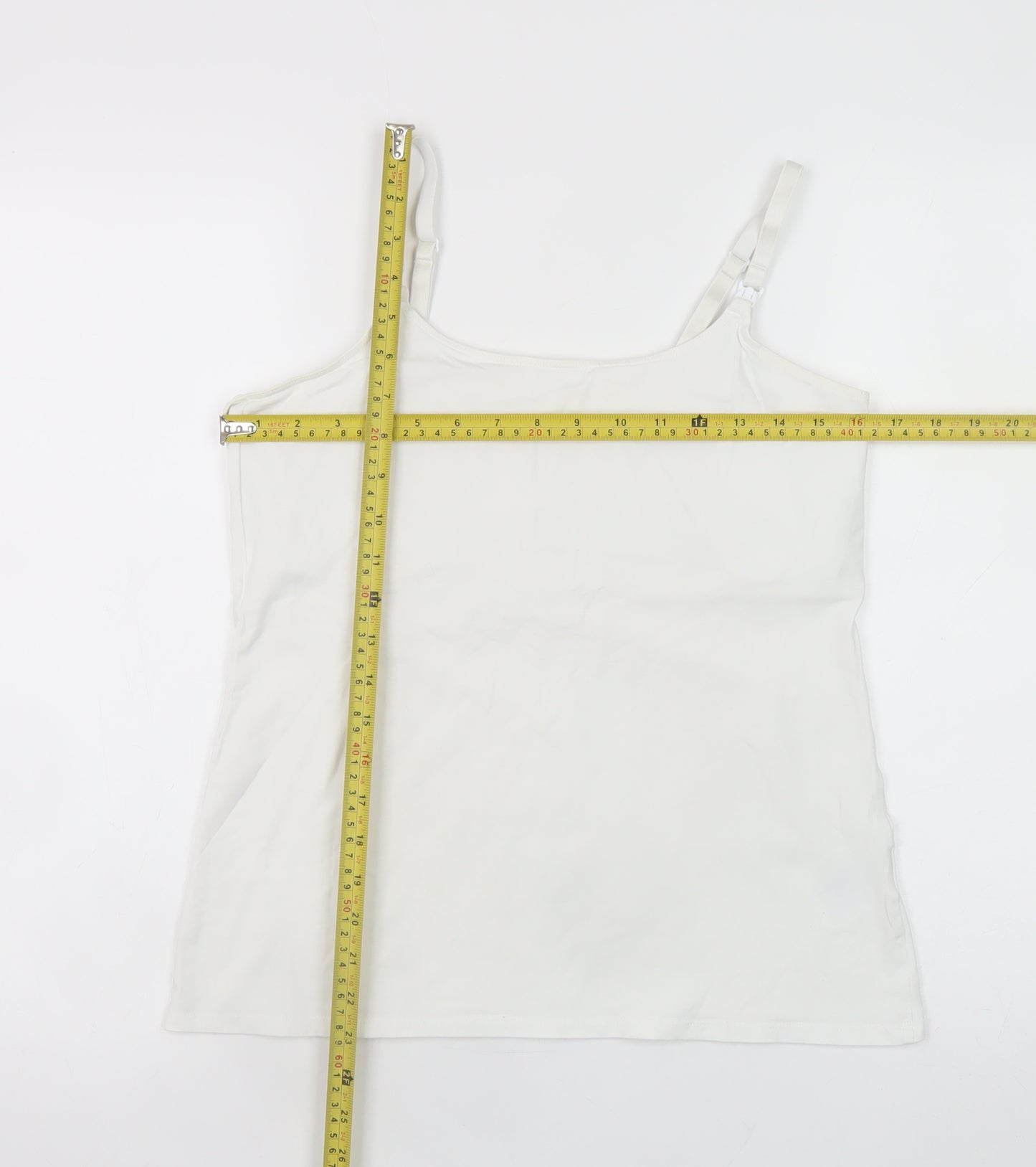 H&M Women White Cotton Elastane Camisole Tank Top UK M
