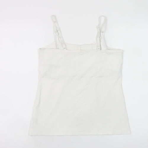 H&M Women White Cotton Elastane Camisole Tank Top UK M