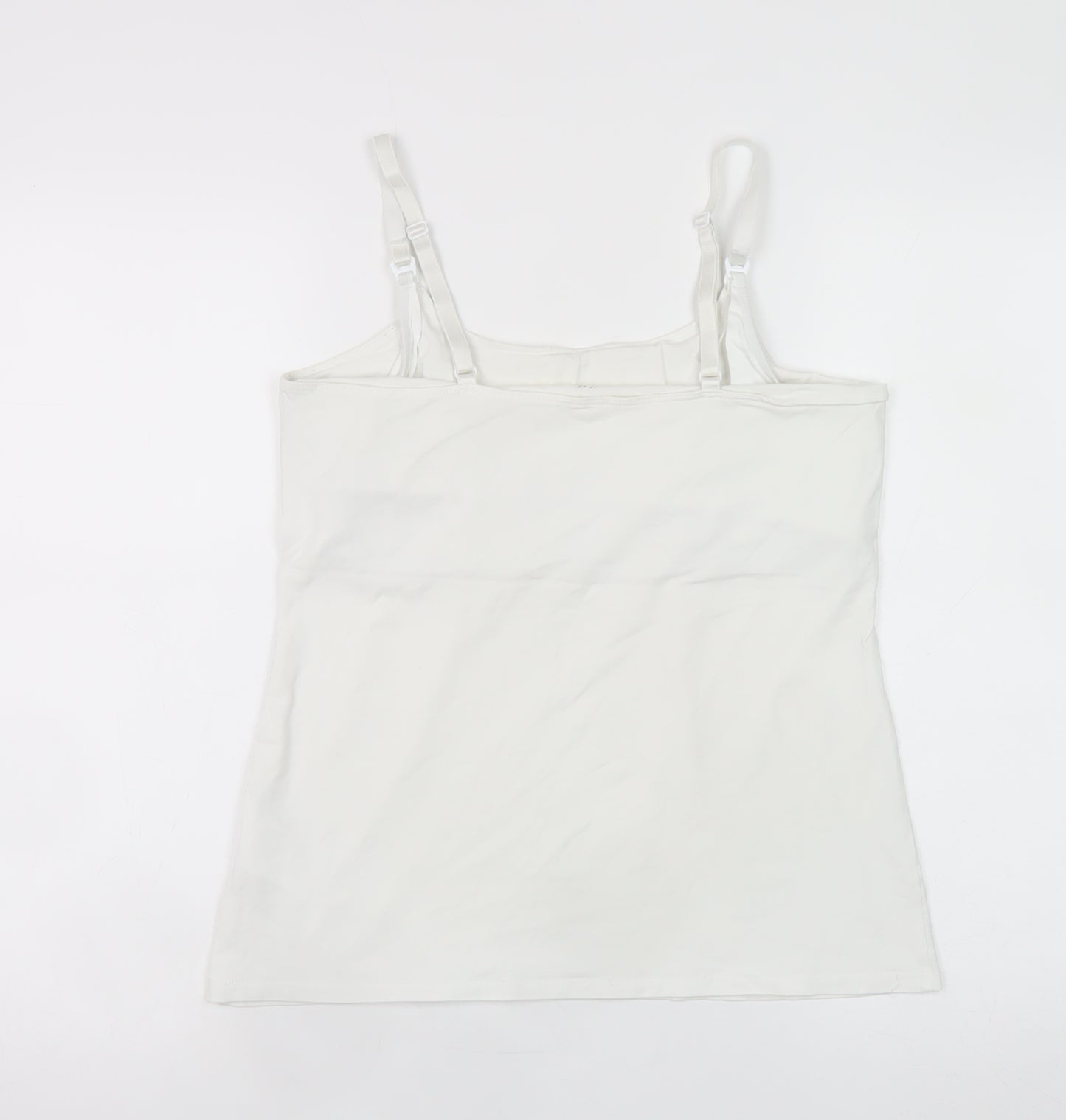 H&M Women White Cotton Elastane Camisole Tank Top UK M