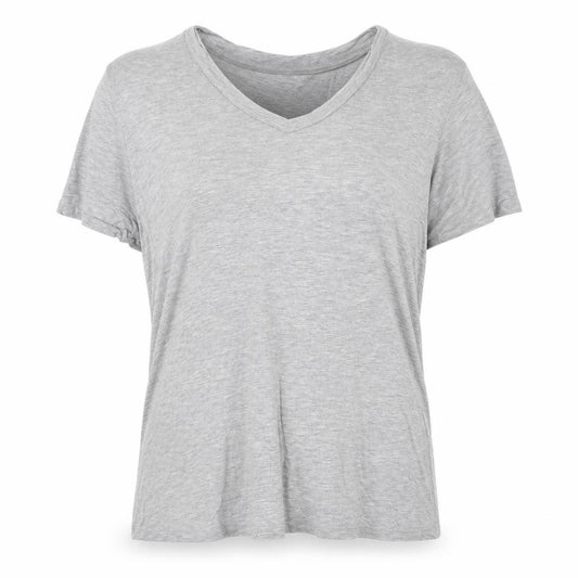 Front view of ASOS Women’s Grey V-Neck Short Sleeve Basic T-Shirt, size UK 12