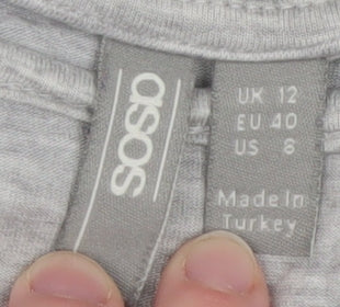 ASOS Women’s Grey V-Neck Short Sleeve Basic T-Shirt Size 12