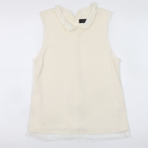 Savida Women’s Ivory Sleeveless Lace Collar Chiffon Blouse UK 12