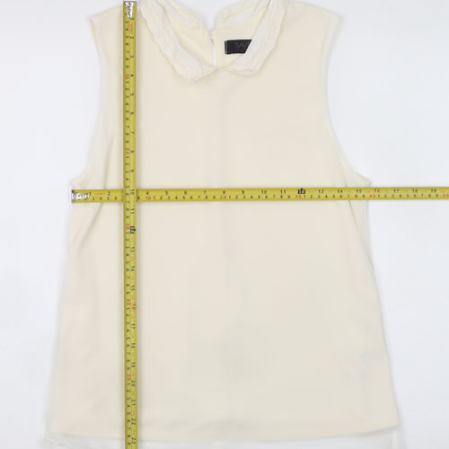 Savida Women’s Ivory Sleeveless Lace Collar Chiffon Blouse UK 12