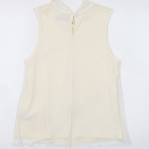 Savida Women’s Ivory Sleeveless Lace Collar Chiffon Blouse UK 12