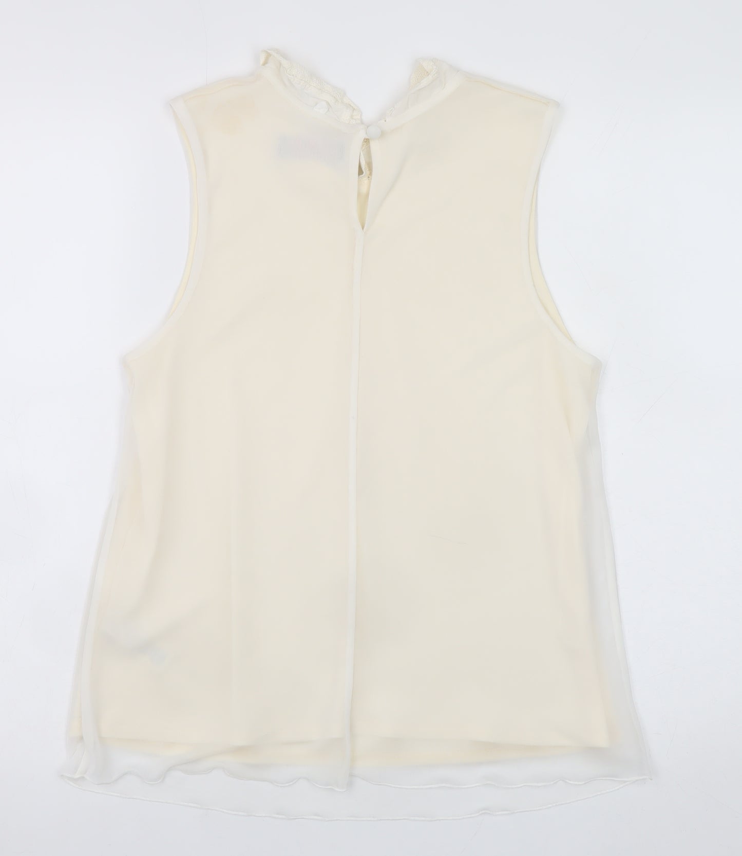 Savida Women’s Ivory Sleeveless Lace Collar Chiffon Blouse UK 12