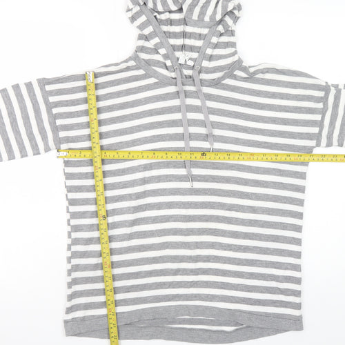 Cable & Gauge Womens Grey White Striped Pullover Hoodie Size M