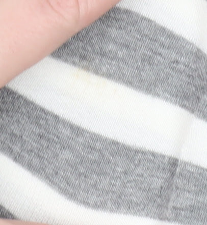 Cable & Gauge Womens Grey White Striped Pullover Hoodie Size M