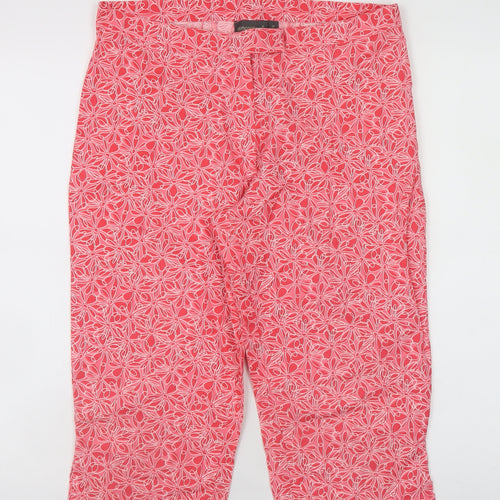 Atmosphere Womens Pink Floral Cropped Trousers Size 12 Cotton Blend