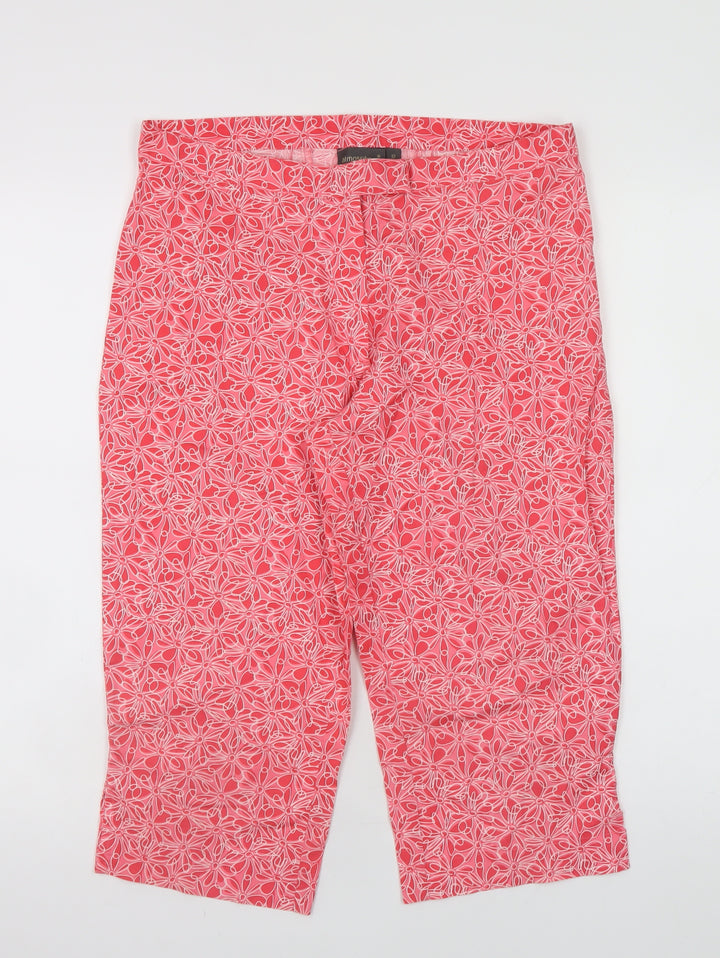 Atmosphere Womens Pink Floral Cropped Trousers Size 12 Cotton Blend