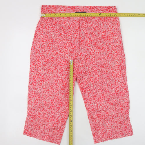 Atmosphere Womens Pink Floral Cropped Trousers Size 12 Cotton Blend