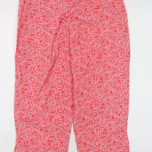 Atmosphere Womens Pink Floral Cropped Trousers Size 12 Cotton Blend