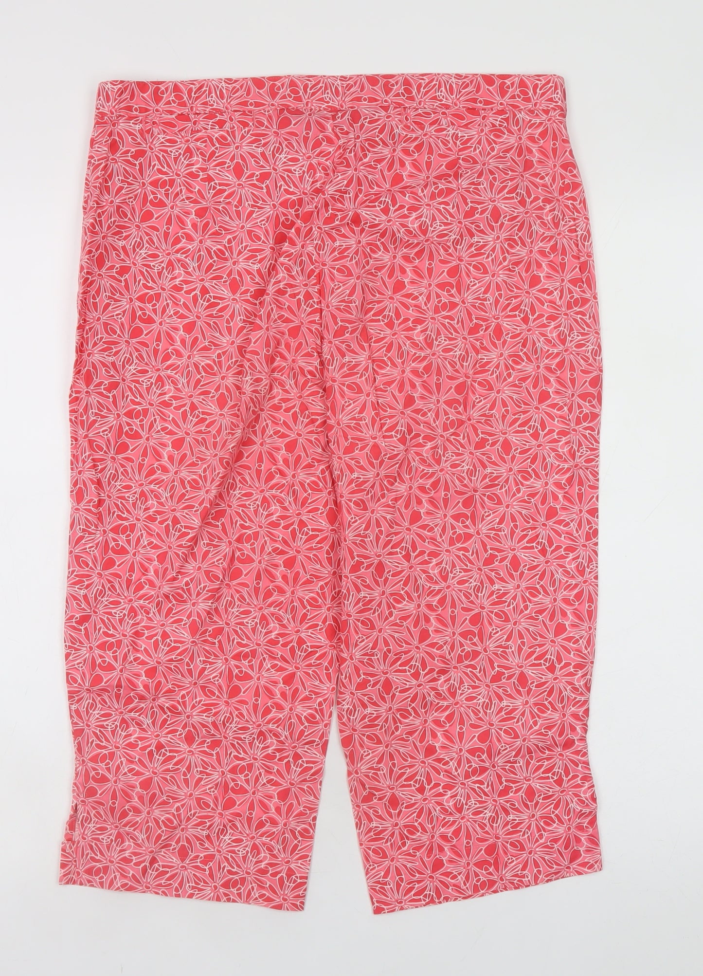 Atmosphere Womens Pink Floral Cropped Trousers Size 12 Cotton Blend