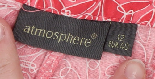Atmosphere Womens Pink Floral Cropped Trousers Size 12 Cotton Blend