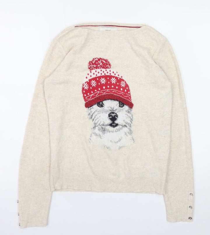Next Women’s Beige Dog Christmas Jumper Size 8