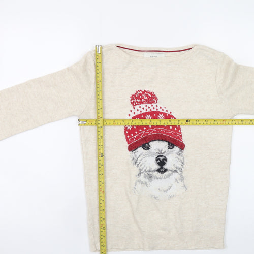 Next Women’s Beige Dog Christmas Jumper Size 8