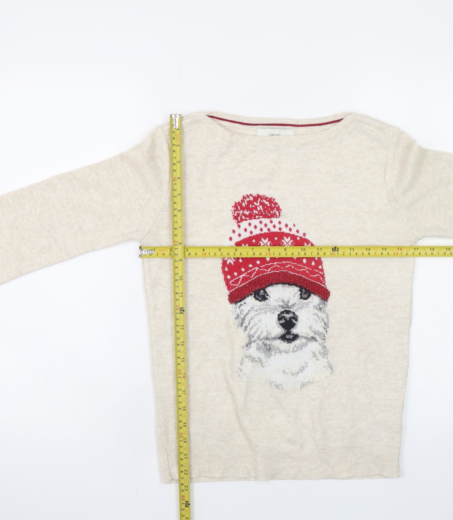 Next Women’s Beige Dog Christmas Jumper Size 8