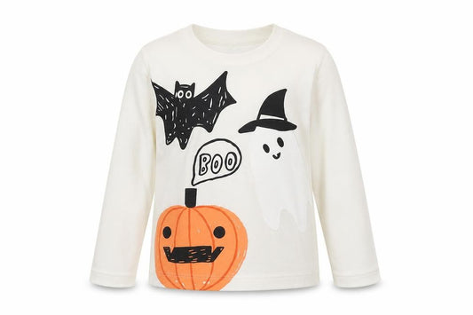 Primark Girls Ivory Halloween Ghost Pumpkin Long Sleeve T-Shirt 2XS