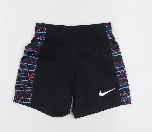 Nike Boys Black Dri-FIT Athletic Shorts 2-3 Years Polyester Elastic Waist