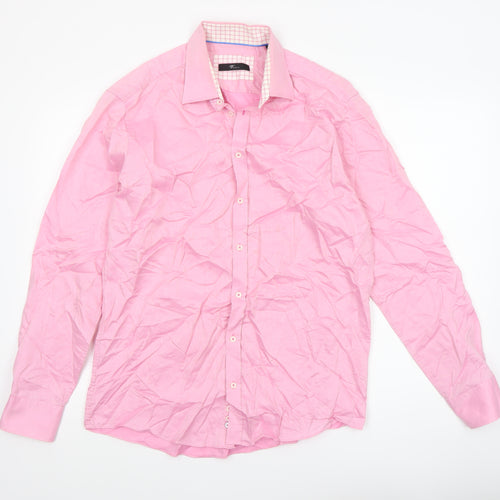 Venti Men's Pink Slim Fit Cotton Long Sleeve Formal Dress Shirt Size 42