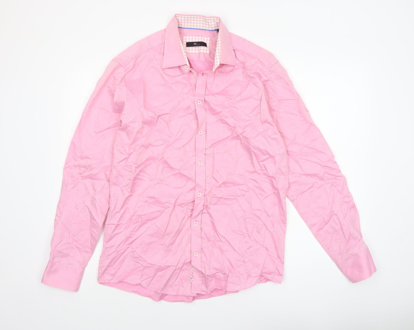 Venti Men's Pink Slim Fit Cotton Long Sleeve Formal Dress Shirt Size 42