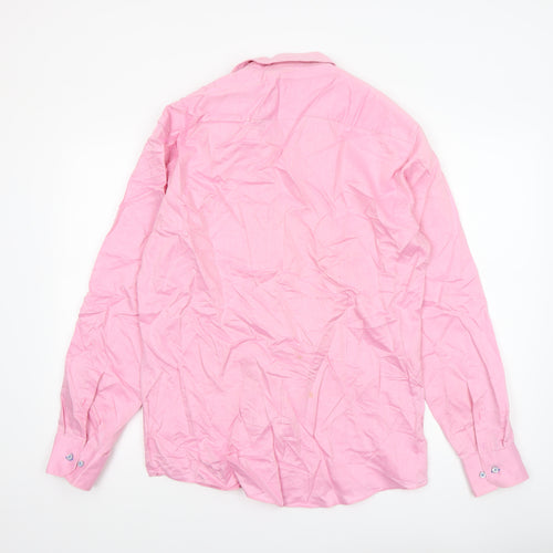 Venti Men's Pink Slim Fit Cotton Long Sleeve Formal Dress Shirt Size 42