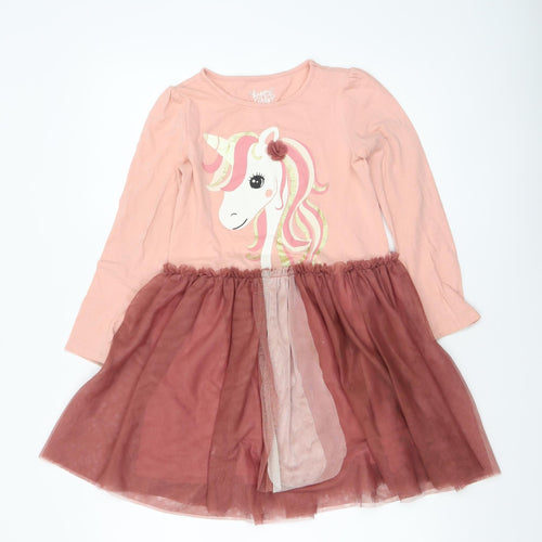 C&A Girls Pink Unicorn Tutu Dress Long Sleeve Size 9 Years