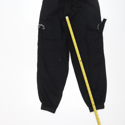 Primark Girls Black Cargo Trousers 10 Years Adjustable Waist Pockets