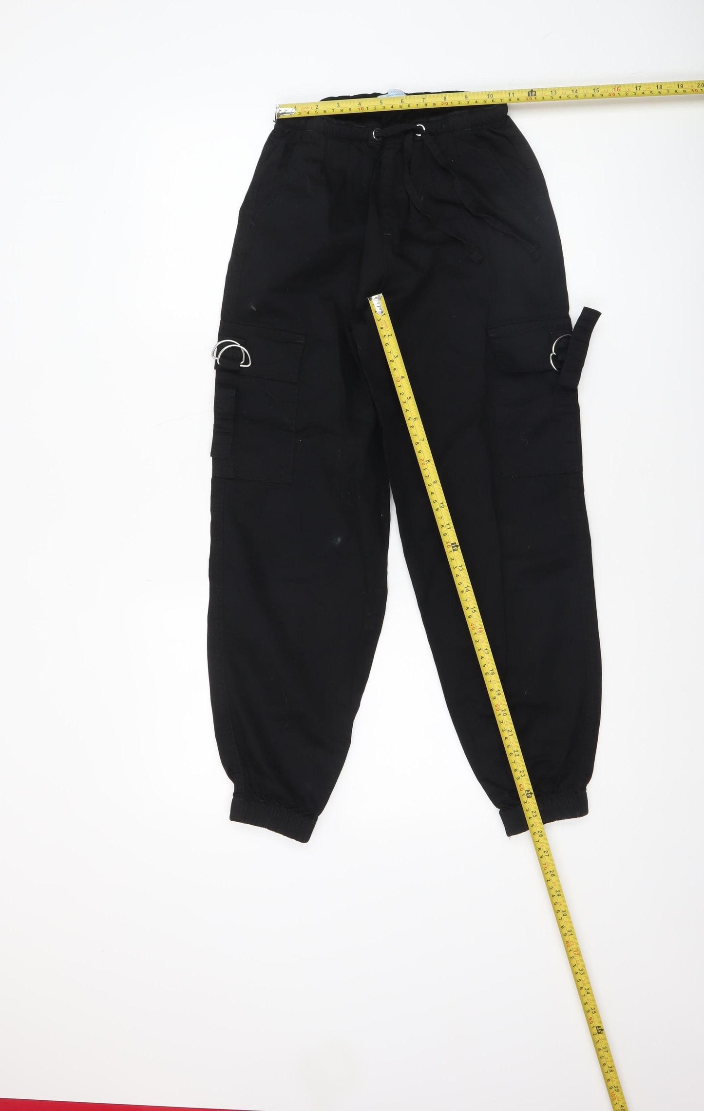 Primark Girls Black Cargo Trousers 10 Years Adjustable Waist Pockets