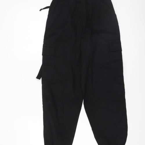 Primark Girls Black Cargo Trousers 10 Years Adjustable Waist Pockets
