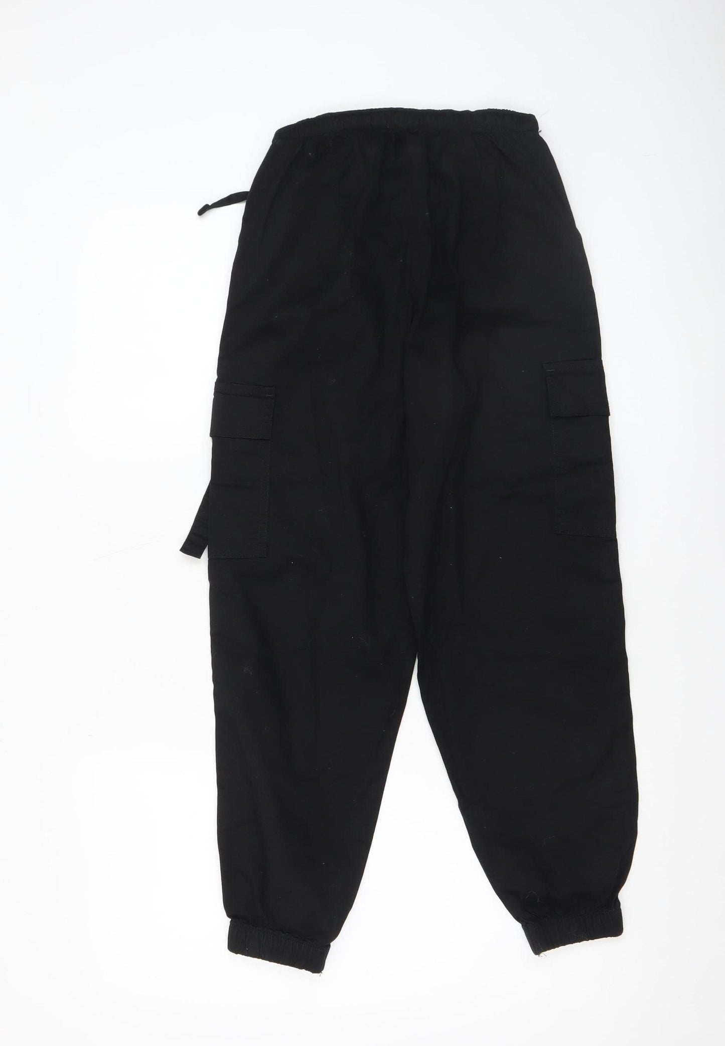 Primark Girls Black Cargo Trousers 10 Years Adjustable Waist Pockets