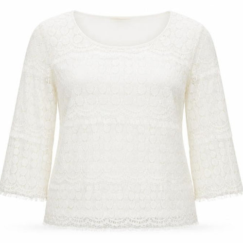 Adiva Ivory Lace 3/4 Sleeve Women’s Blouse Size M