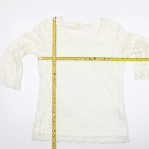 Adiva Ivory Lace 3/4 Sleeve Women’s Blouse Size M