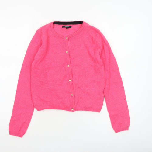 Marks and Spencer Autograph Girls Pink Button Cardigan 10-11 Years Wool Blend