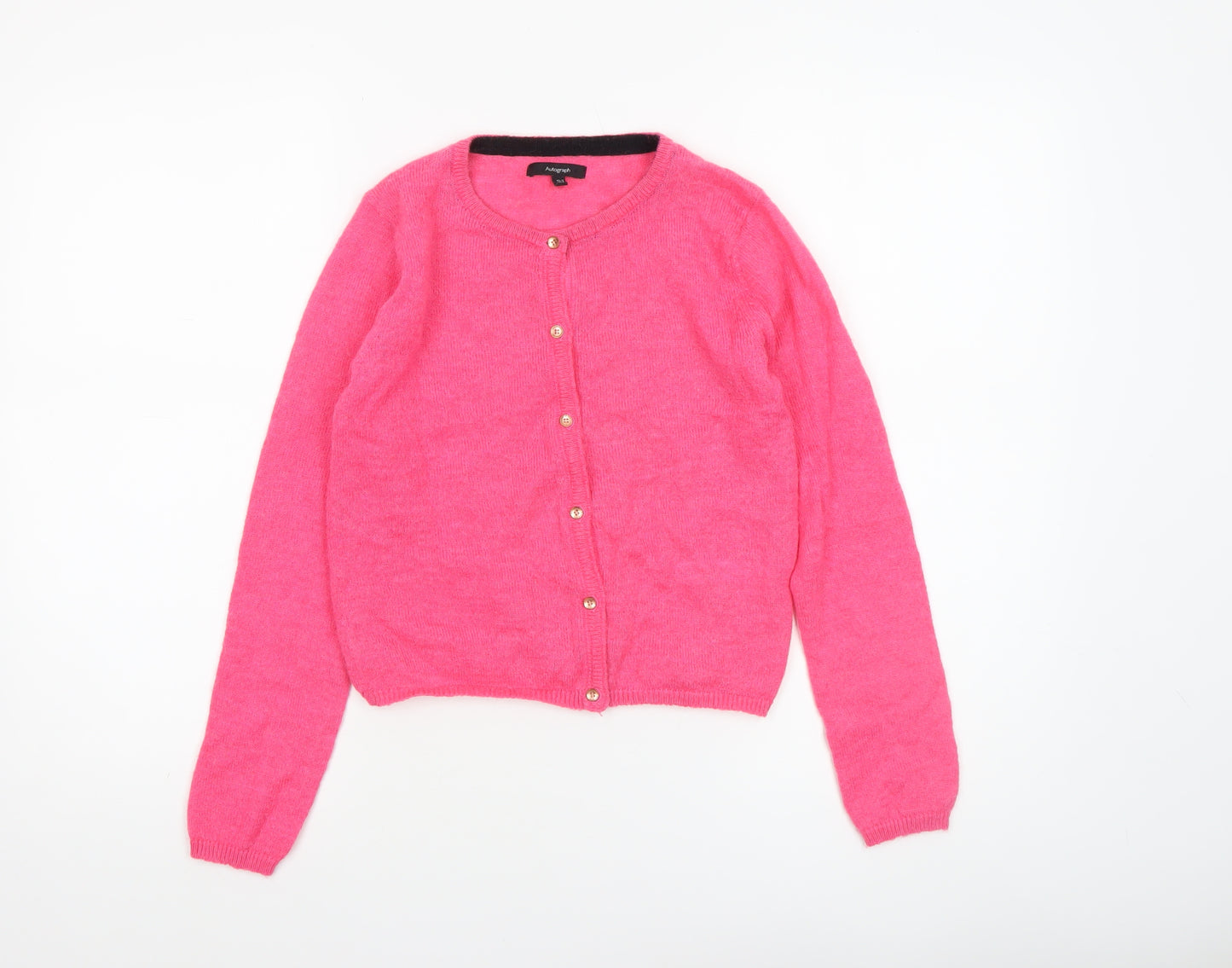 Marks and Spencer Autograph Girls Pink Button Cardigan 10-11 Years Wool Blend