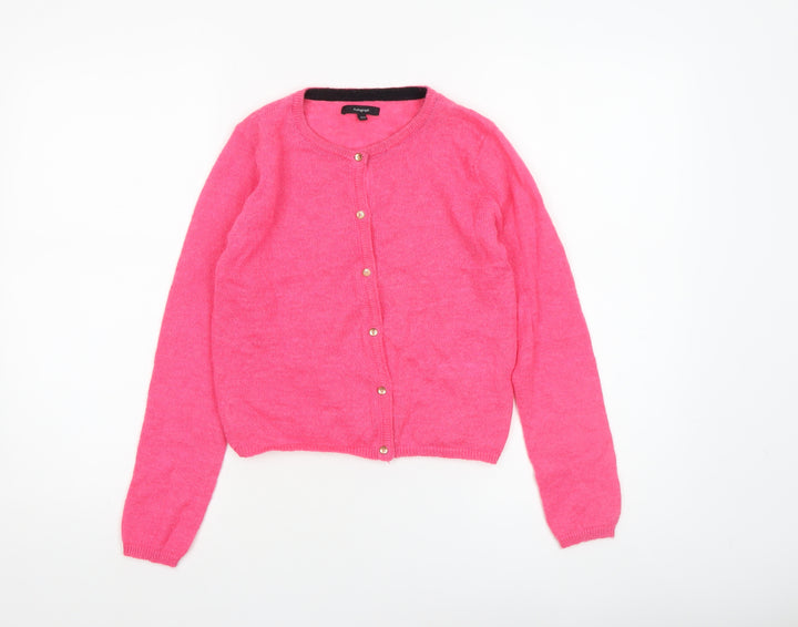 Marks and Spencer Autograph Girls Pink Button Cardigan 10-11 Years Wool Blend