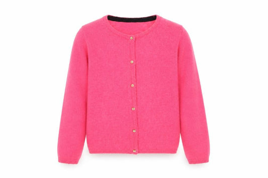 Front view of Marks & Spencer Autograph girls’ pink button cardigan 10-11 years wool blend