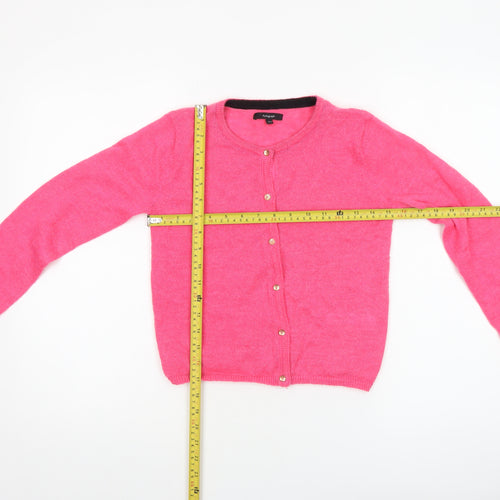 Marks and Spencer Autograph Girls Pink Button Cardigan 10-11 Years Wool Blend