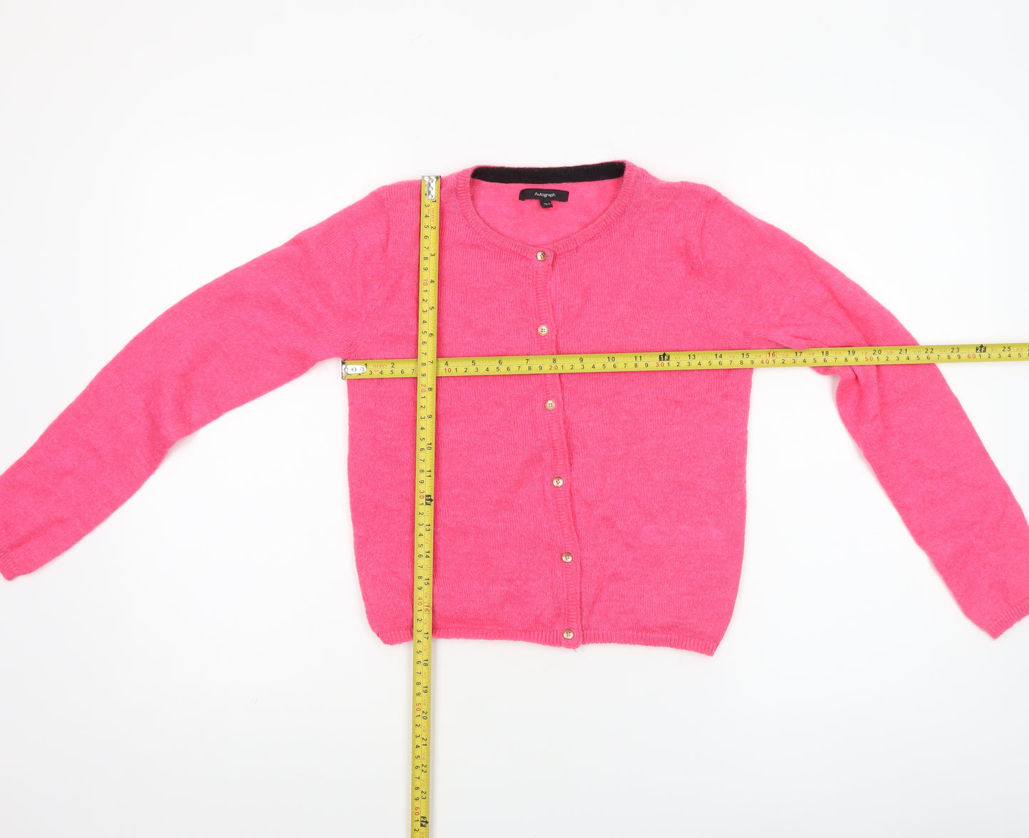 Marks and Spencer Autograph Girls Pink Button Cardigan 10-11 Years Wool Blend