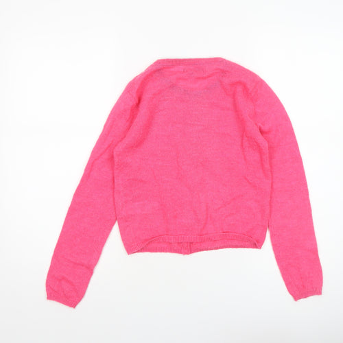 Marks and Spencer Autograph Girls Pink Button Cardigan 10-11 Years Wool Blend