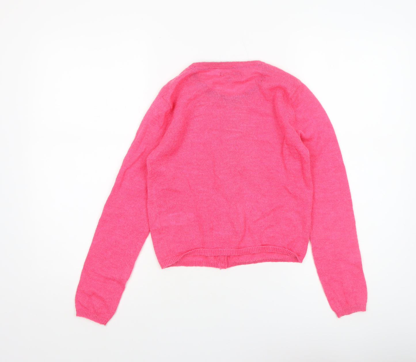 Marks and Spencer Autograph Girls Pink Button Cardigan 10-11 Years Wool Blend