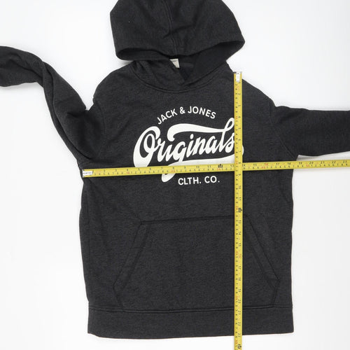 Jack & Jones Mens Black Pullover Hoodie S Graphic Print Originals