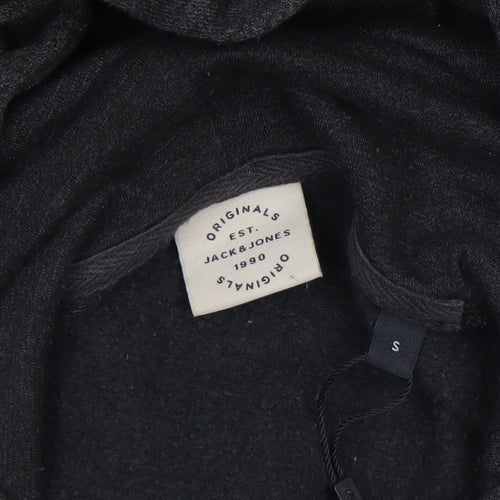 Jack & Jones Mens Black Pullover Hoodie S Graphic Print Originals
