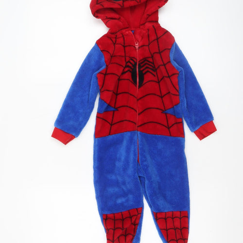 Marvel Spider-Man Red Blue Fleece Hooded One Piece Unisex Baby 18-24 Months