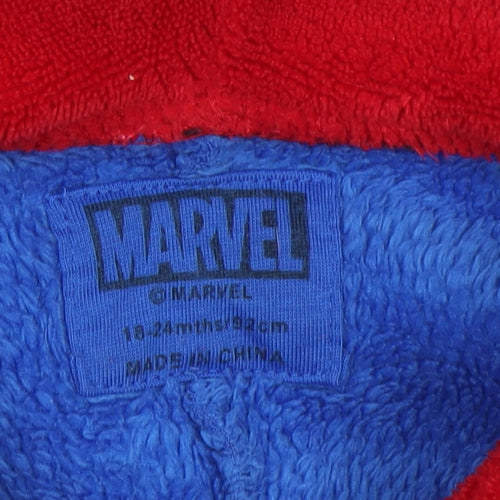 Marvel Spider-Man Red Blue Fleece Hooded One Piece Unisex Baby 18-24 Months