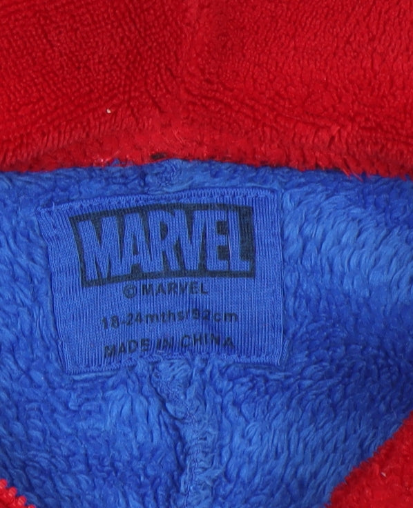Marvel Spider-Man Red Blue Fleece Hooded One Piece Unisex Baby 18-24 Months